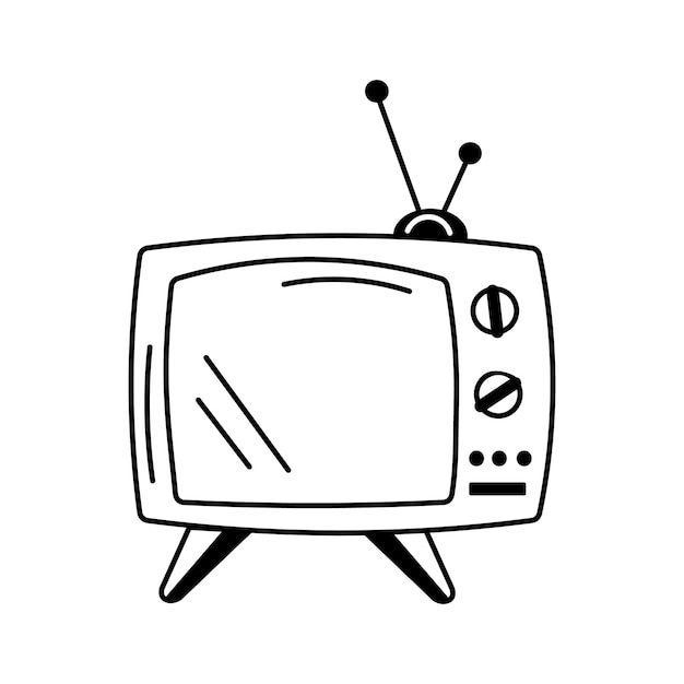 Estilo de ilustración de un viejo icono de televisión dibujado a mano