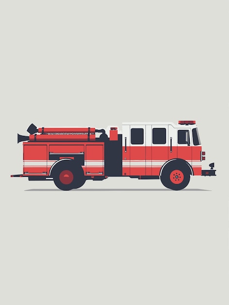 Vector estilo de impresión de pantalla sencillo y lindo servicio de emergencia de motor de bomberos vehículo vintage poster infantil arte de pared