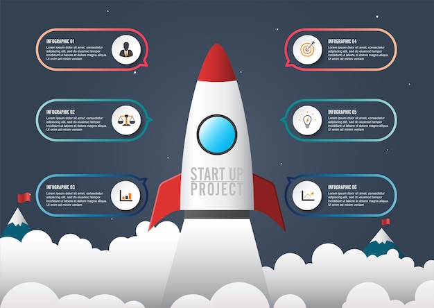 Vector estilo de inicio de negocios infografía