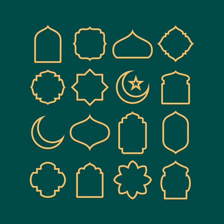 Vector estilo islámico borda y marco diseño plantilla elemento vectorial colección de estilo oriental islámico