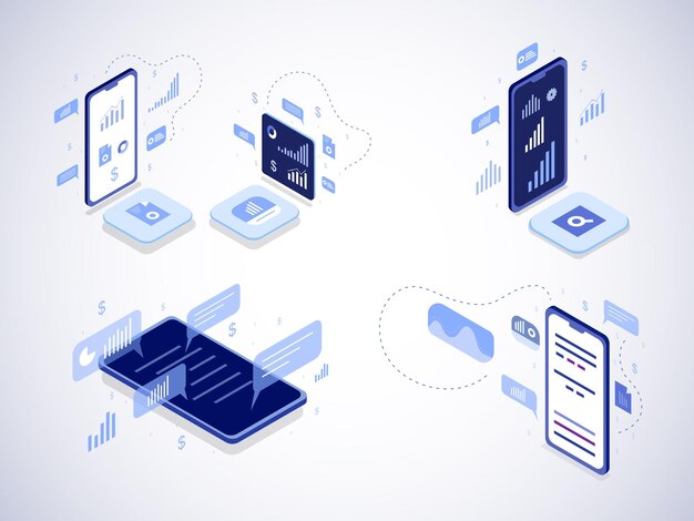 Vector estilo isométrico de computadora portátil para negocios