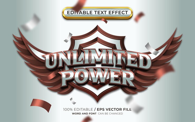 Vector estilo de juego de efecto de texto editable de potencia ilimitada
