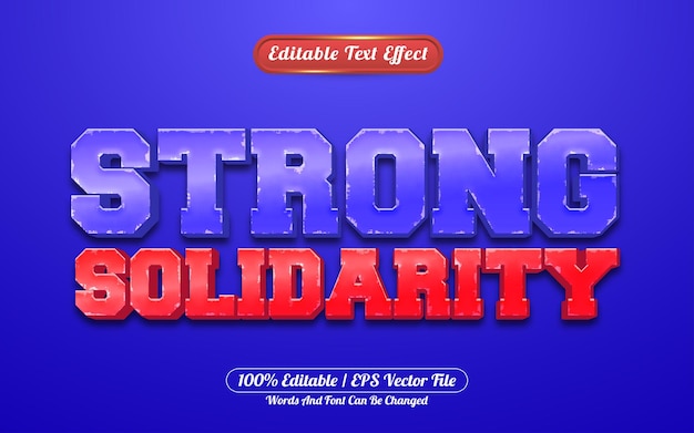 Estilo de juego de efectos de texto editable en 3D de fuerte solidaridad