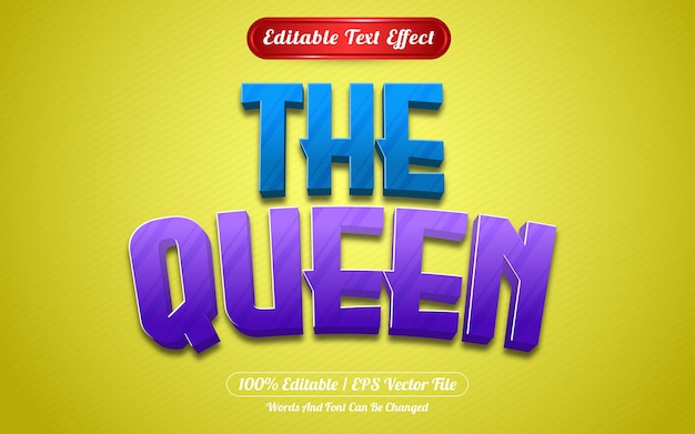 El estilo de juego de efectos de texto editable de la reina