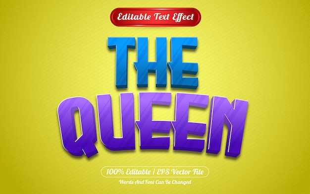 El estilo de juego de efectos de texto editable de la reina