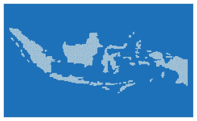 Vector estilo de laberinto de mapa indonesio sobre fondo azul