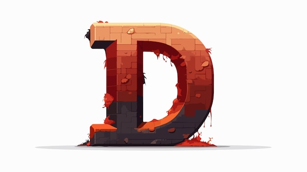 Estilo de la letra D Pixel Vector Logotipo Ilustración vectorial de dibujos animados