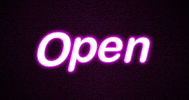 Estilo de letrero de neón con letras de número abierto