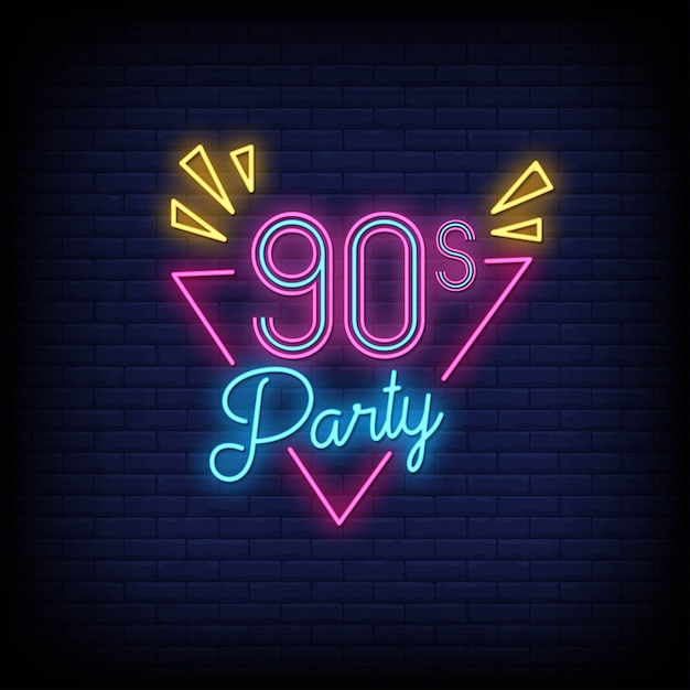 Estilo de letreros de neón de fiesta de los 90