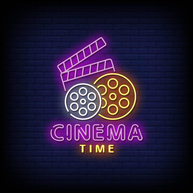 Vector estilo de letreros de neón de tiempo de cine