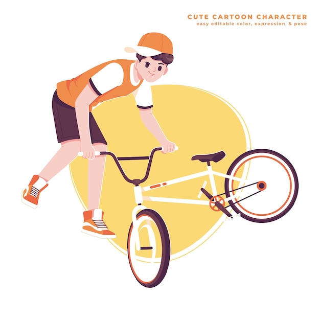 El estilo libre de la bicicleta es una ilustración de dibujos animados.