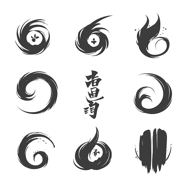 Vector estilo libre salpicaduras de tinta estilo japonés