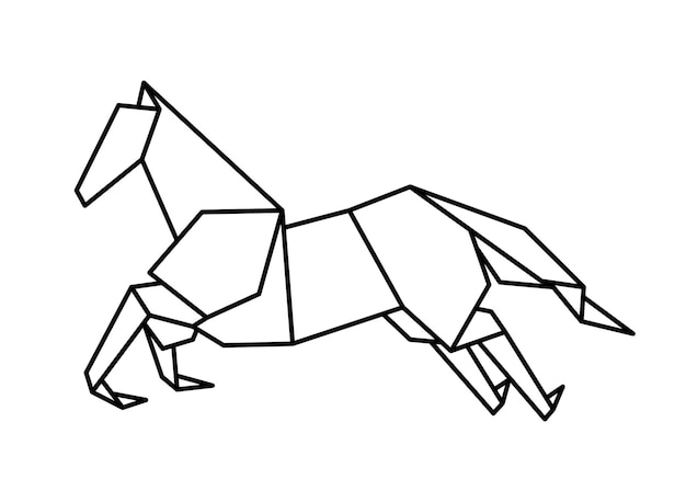 Vector estilo de línea de caballo de origami