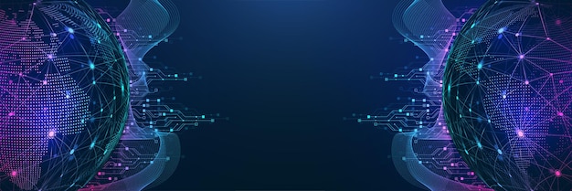 Estilo de línea de circuito eléctrico de inteligencia artificial Diseño de aprendizaje automático futurista digital IA