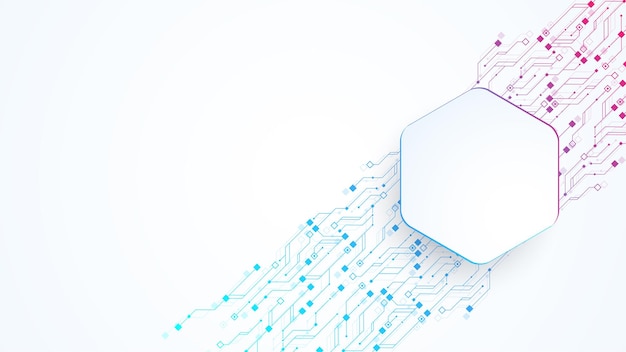 Estilo de línea de circuito eléctrico de inteligencia artificial Diseño de aprendizaje automático futurista digital IA