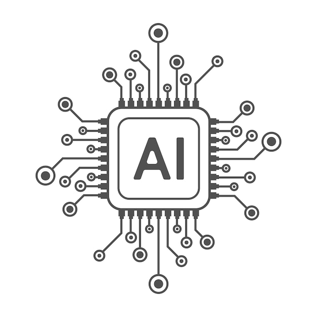 Estilo de línea de circuito de inteligencia artificial Diseño de aprendizaje automático Tecnología digital de red inteligente AI Ilustración vectorial