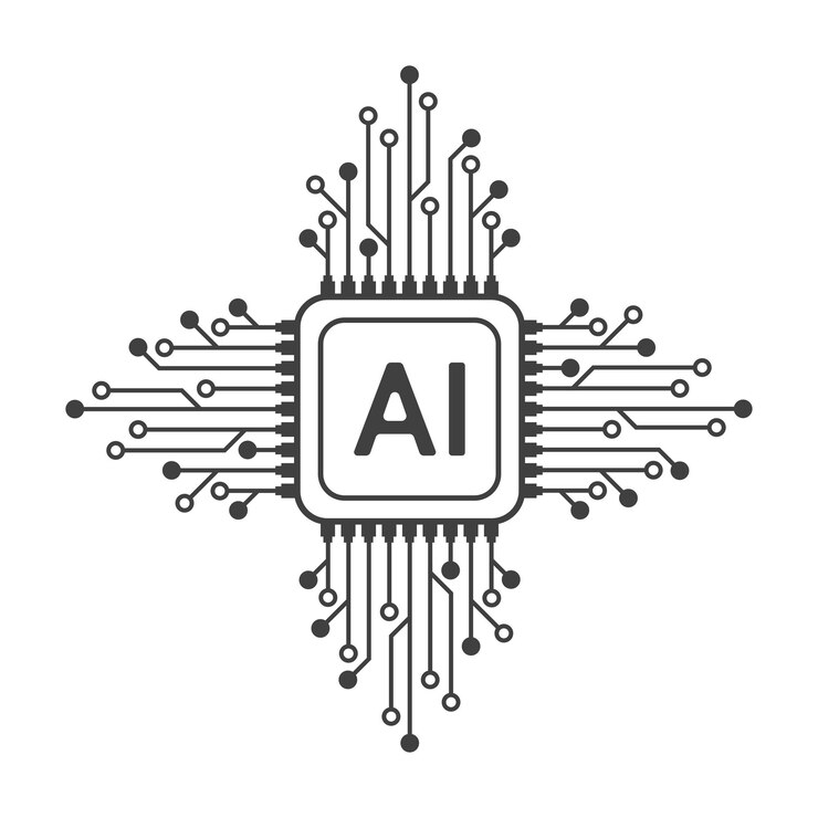 Vector estilo de línea de circuito de inteligencia artificial diseño de aprendizaje automático tecnología digital de red inteligente ai ilustración vectorial