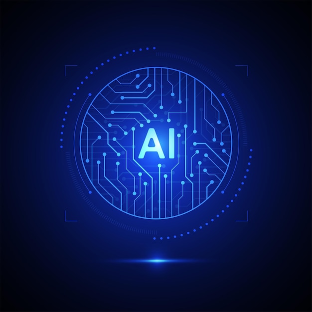 Estilo de línea de circuitos de inteligencia artificial Diseño de aprendizaje automático Tecnología digital de red inteligente