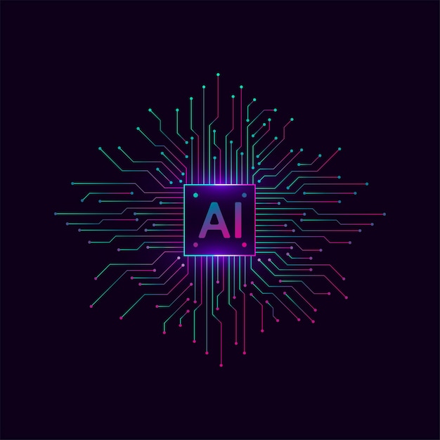 Estilo de línea de circuitos de inteligencia artificial Diseño de aprendizaje automático Tecnología digital de red inteligente