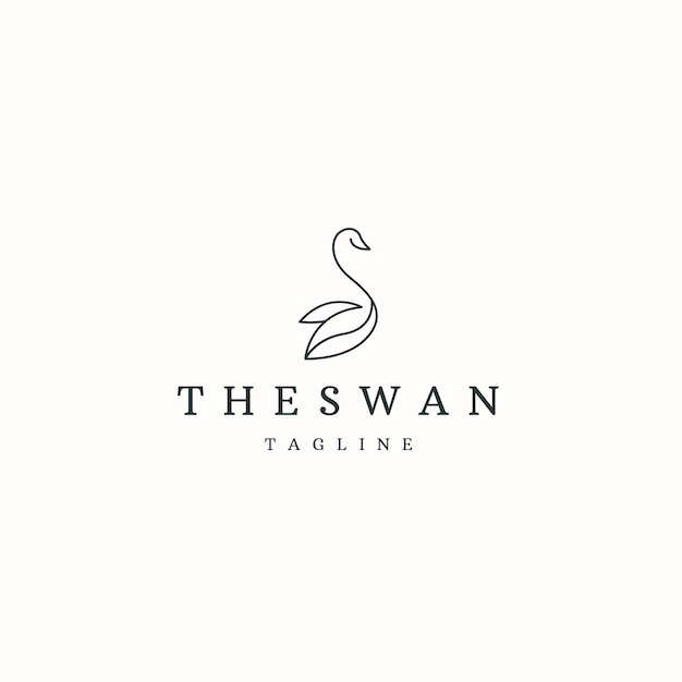 Estilo de línea de cisne plantilla de diseño de iconos de logotipo vector plano