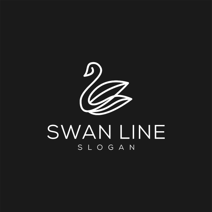 Vector estilo de línea de cisne plantilla de diseño de iconos de logotipo vector plano