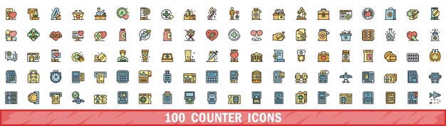 Estilo de línea de color establecido por 100 iconos de contador