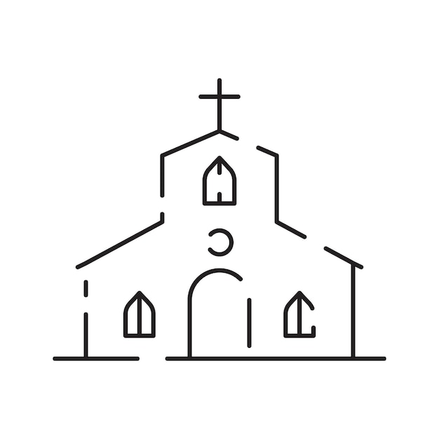 Vector estilo de línea delgada vectorial del icono de la iglesia edificio de icono de línea religiosa