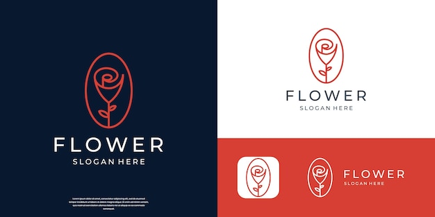 estilo de línea geométrica logotipo inspiración de diseño de flores