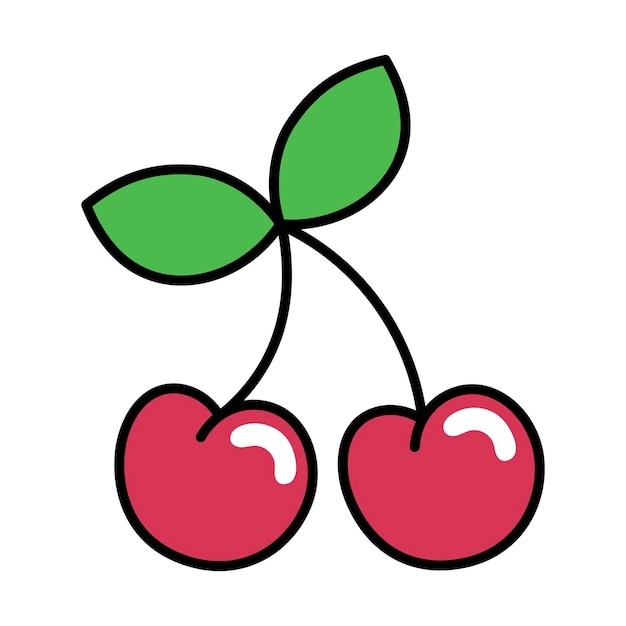 Estilo de línea llena de frutas de cerezas