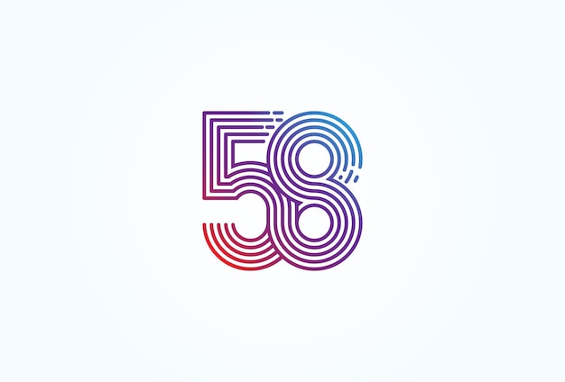 Estilo de línea de monograma número 58 utilizable para logotipos comerciales y tecnológicos de aniversario