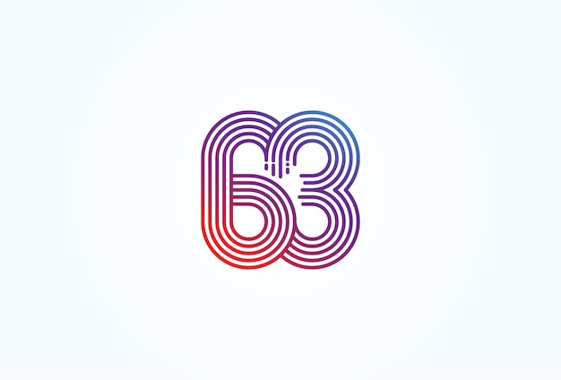 Estilo de línea de monograma número 63 utilizable para logotipos de empresas y tecnología de aniversario