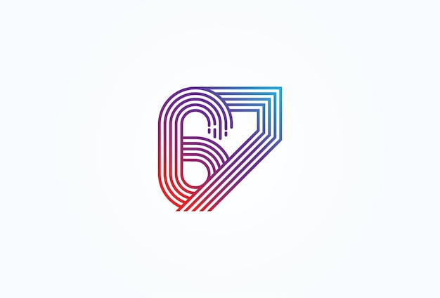 Estilo de línea de monograma número 67 utilizable para logotipos de empresas y tecnología de aniversario