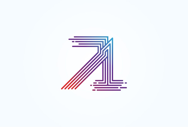 Estilo de línea de monograma número 71 utilizable para logotipos de empresas y tecnología de aniversario