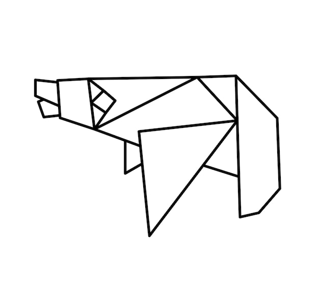 Vector estilo de línea de oso de origami