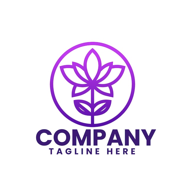 Estilo lineal de flores degradadas de lujo y diseño de logotipo moderno