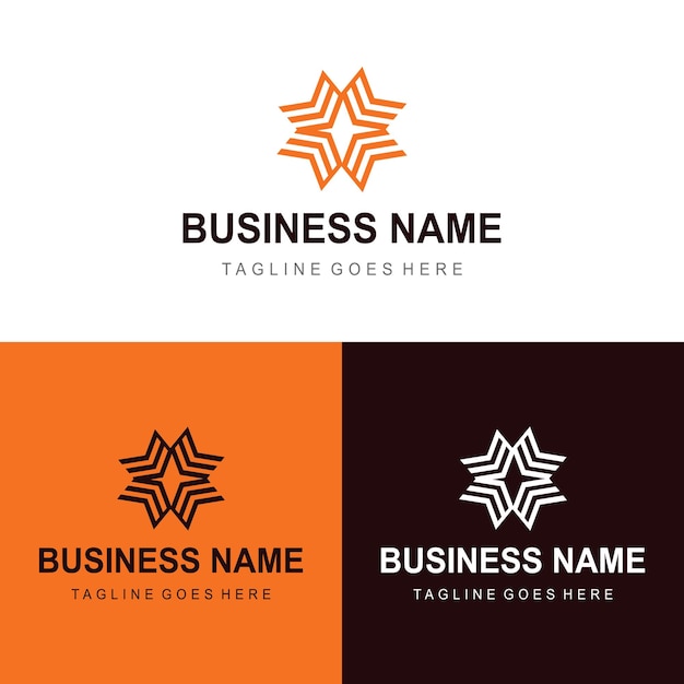 estilo lineal del logotipo de la flor y la estrella vectorial