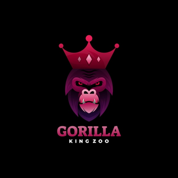 Estilo de logotipo colorido degradado de gorila.