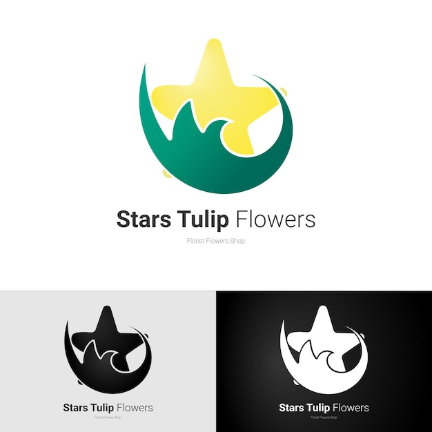 Estilo de logotipo de flores de tulipán de estrellas