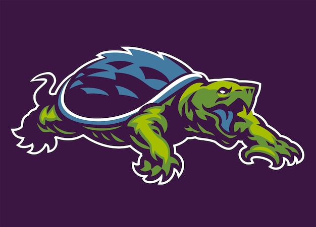 Estilo de logotipo de mascota deportiva de tortuga mordedora enojada