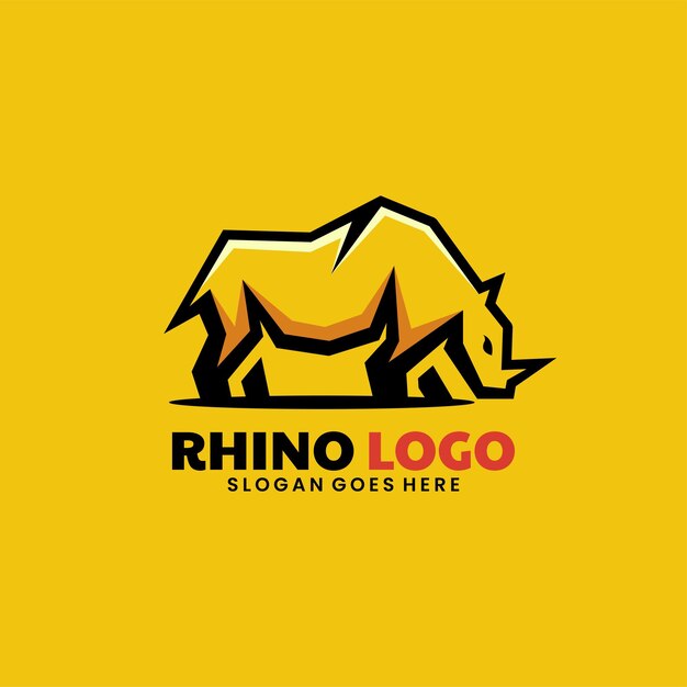 Estilo de mascota de rinoceronte de logotipo vectorial