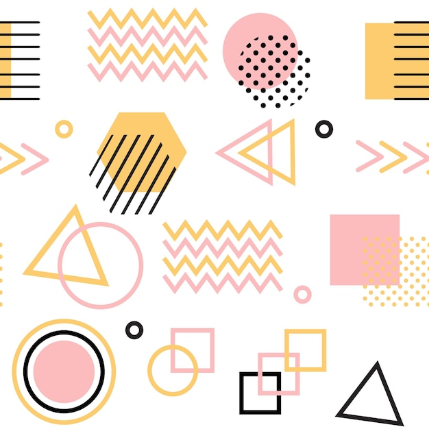 Estilo Memphis con ilustración vectorial de patrones geométricos con figuras geométricas