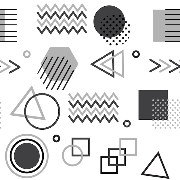 Estilo Memphis con ilustración vectorial de patrones geométricos con figuras geométricas