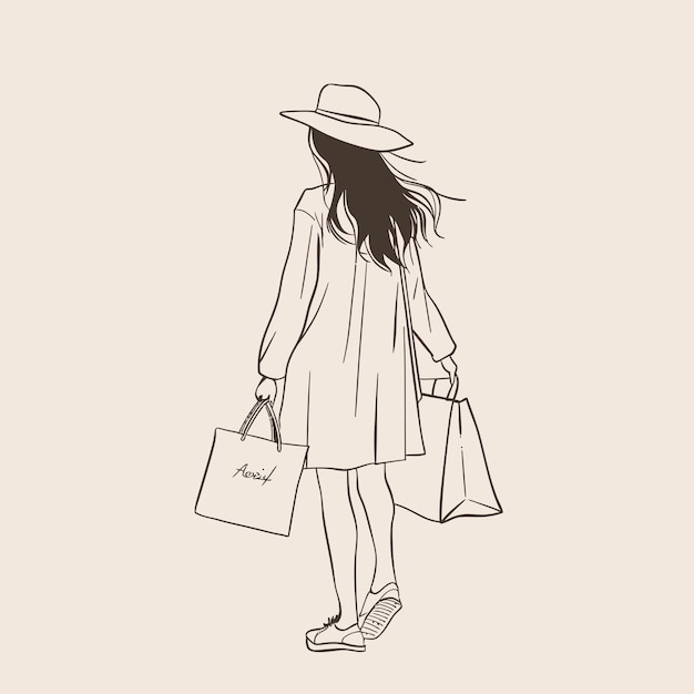 El estilo minimalista de la chica de las compras