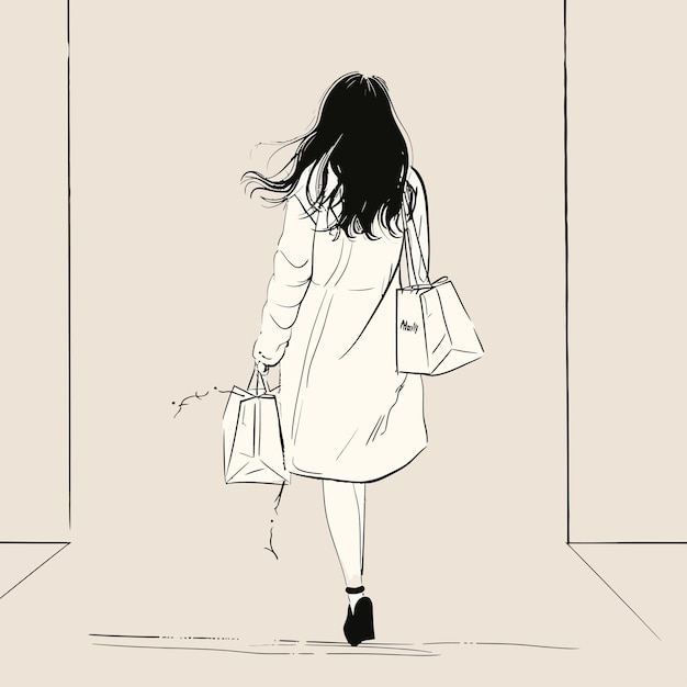 El estilo minimalista de la chica de las compras