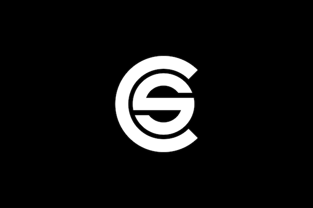 Estilo minimalista creativo profesional letra inicial c s plantilla de diseño de logotipo en fondo negro