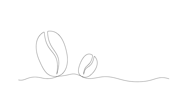 Estilo minimalista dibujo de una sola línea de granos de café Ilustración vectorial
