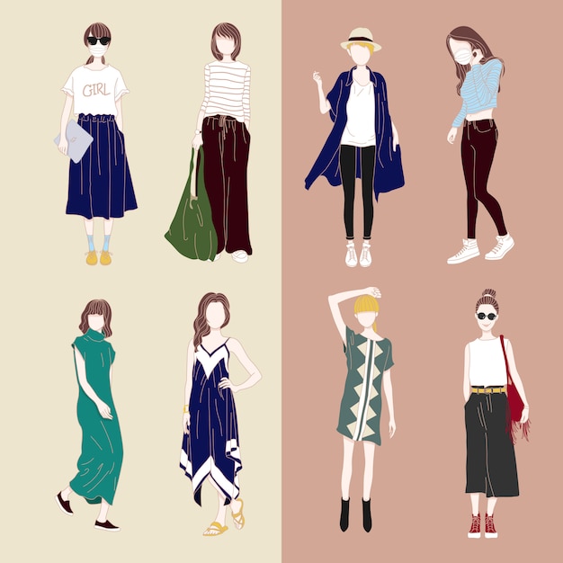 Estilo de moda en un día casual personajes vectoriales