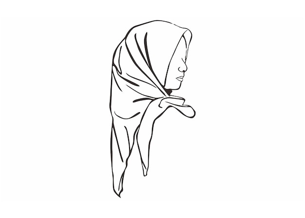 Vector estilo de moda de hijab para mujeres musulmanas con estilo de arte de línea