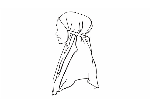 Vector estilo de moda de hijab para mujeres musulmanas con estilo de arte de línea