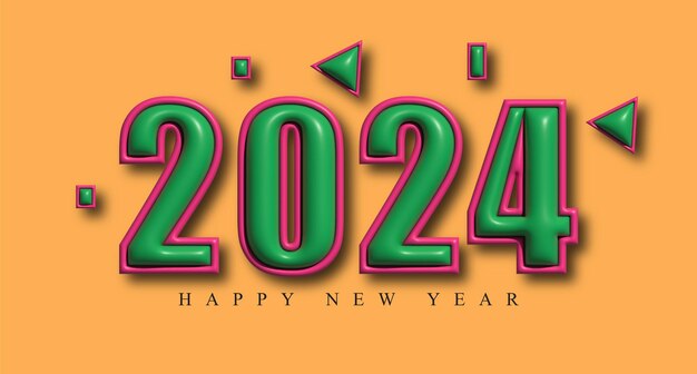 Vector estilo moderno diseño de efectos de texto festivo de año nuevo 2024